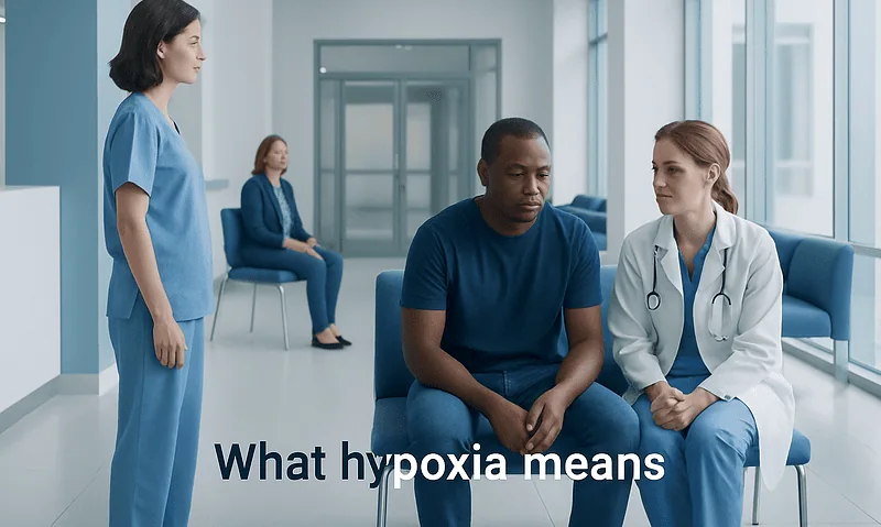Hypoxia — Explained by Medical Evidence, Not Myths 15 Medical professionals discussing hypoxia in a hospital corridor.