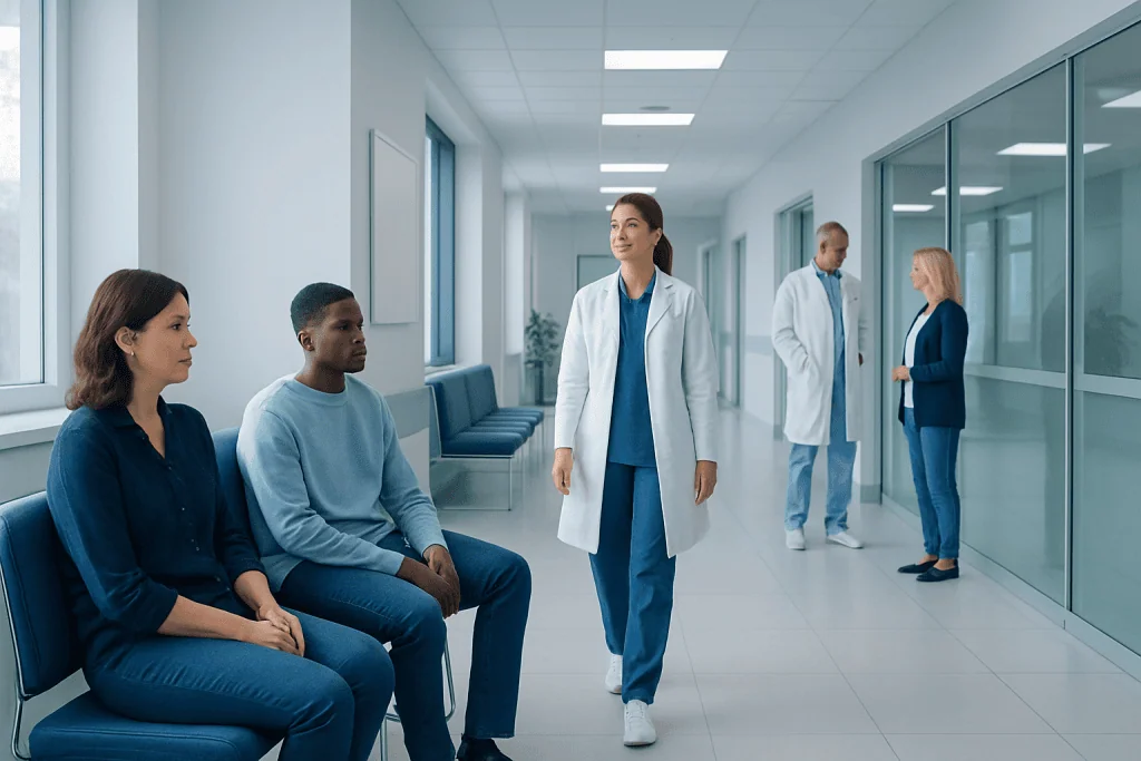 Intermittent: A Complete Medical Overview 1 Healthcare professionals and patients in a modern hospital corridor.