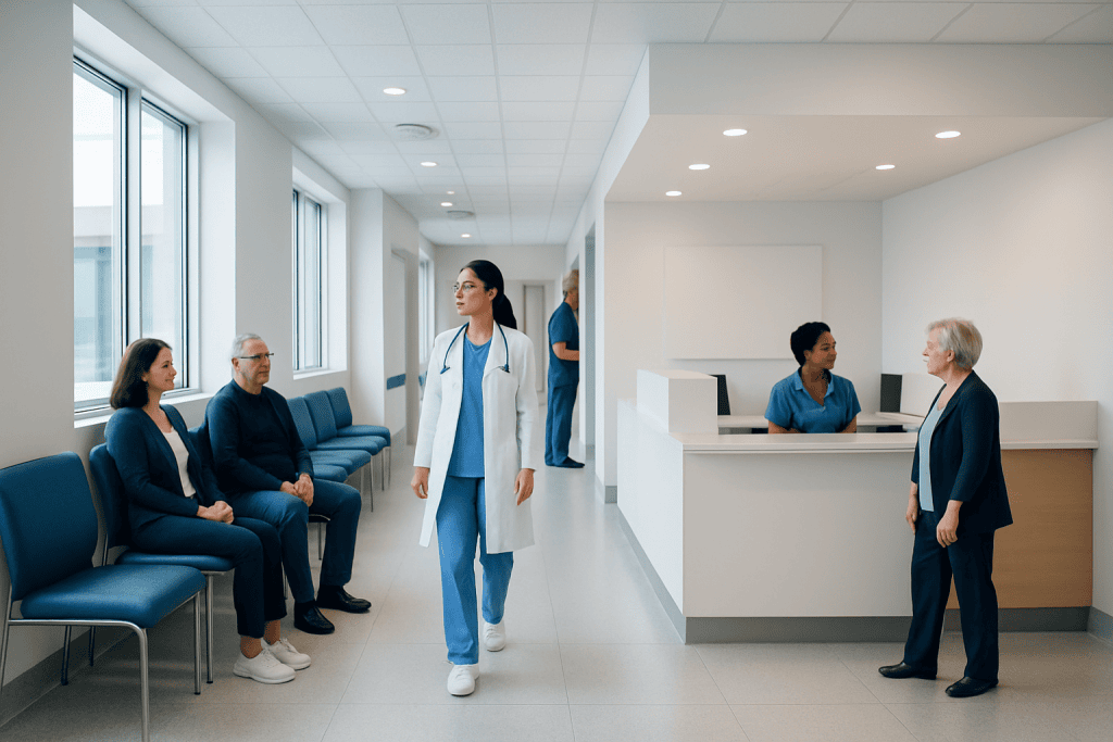 Banana Spider: A Complete Medical Overview 1 Hospital waiting area with patients and medical staff at Acibadem Hospitals Group.