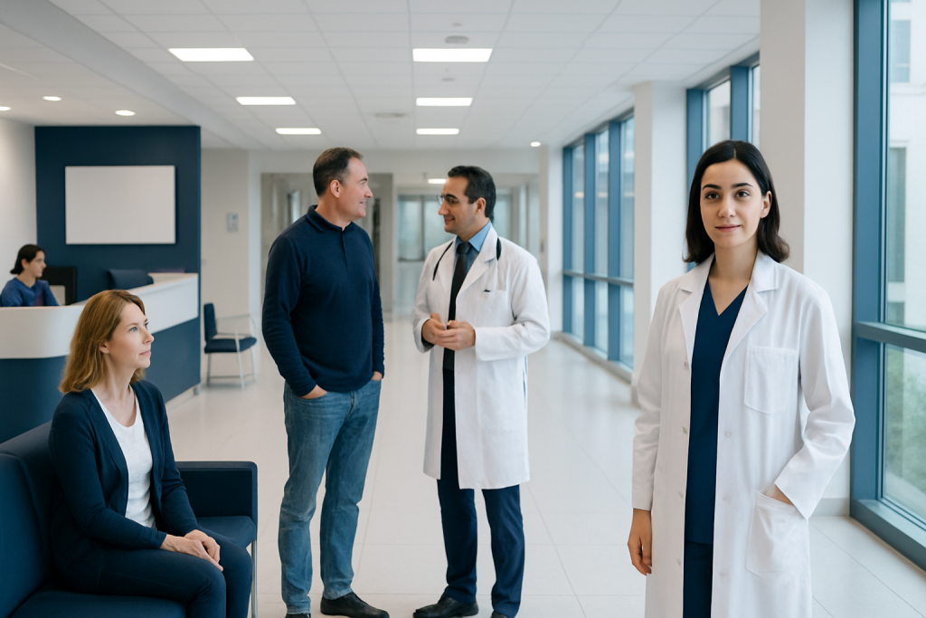 Schwannoma: Diagnosis, Outlook, and Modern Treatment Approaches 1 Medical team discussing patient care in hospital corridor.
