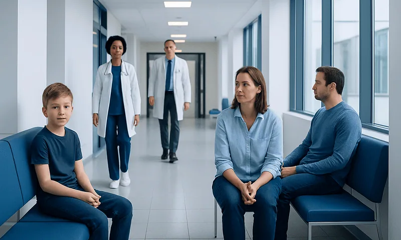 Hyperlexia: An Evidence-Based Guide for Patients 4 Medical consultation in hospital corridor with family and doctors.