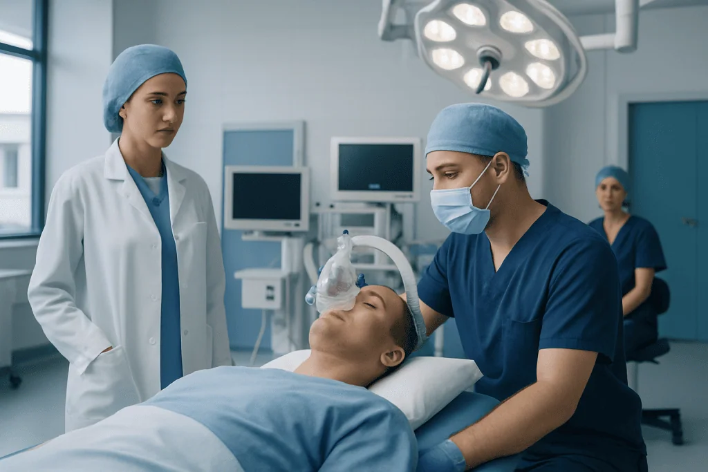 General Anesthesia in Turkey: How to Prepare and What Happens Before You Sleep 1 Medical team preparing patient for anesthesia in operating room.