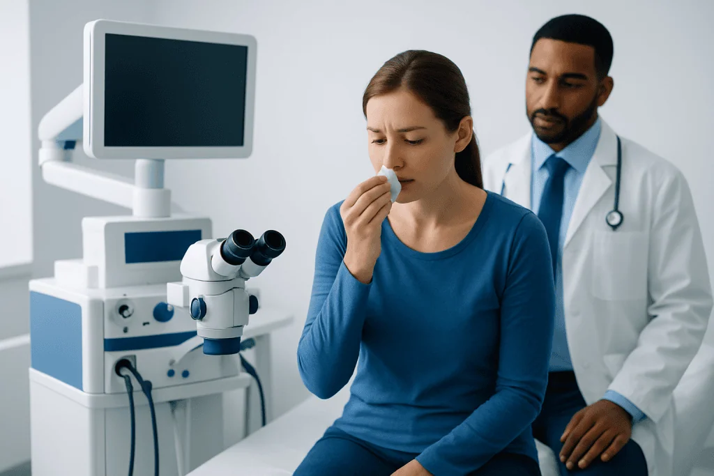 What it can look like and what symptoms may come with it — blood in snot