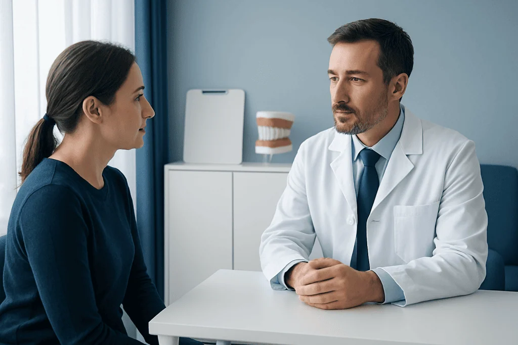Doctor consulting with a patient in a medical office.