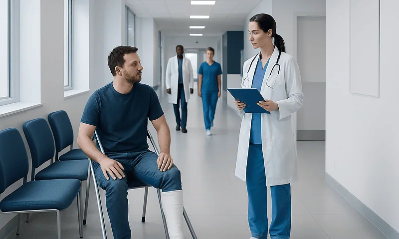 Medical consultation at Acibadem Hospital with a patient and doctor.