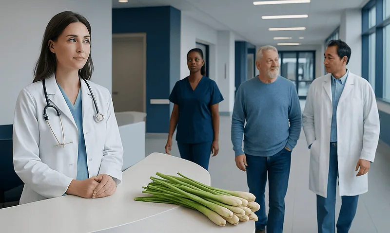 Lemongrass: An Evidence-Based Guide for Patients 4 Medical team discussing patient care in hospital corridor.