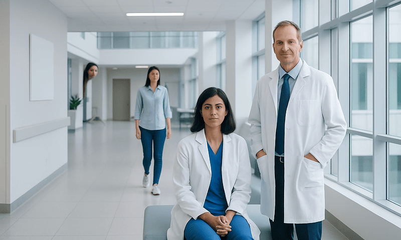 Leukocyte esterase: Common Causes, Warning Signs, and When to See a Doctor 9 Medical team in hospital corridor with doctors and nurses.