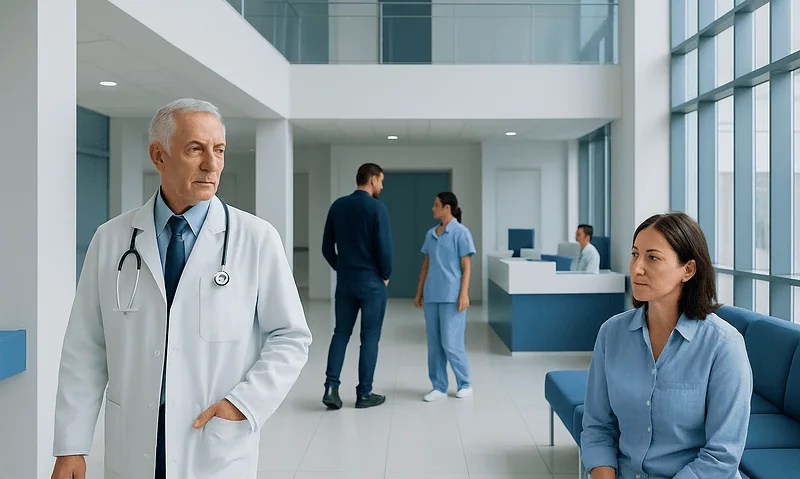 Membrane Mucose — Explained by Medical Evidence, Not Myths 5 Medical professionals in a modern hospital lobby with large windows.