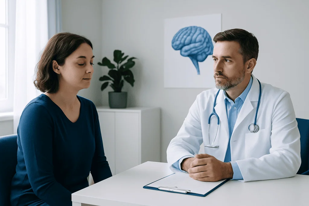 Doctor consulting with a patient about sleep and neurological health.