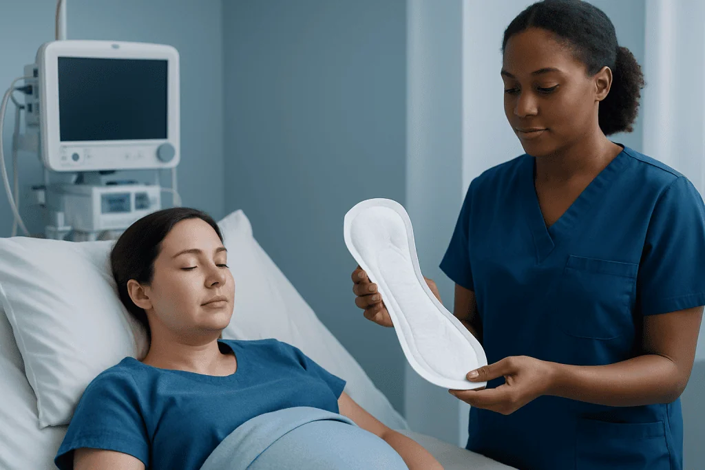 What postpartum bleeding is like — post labour pads
