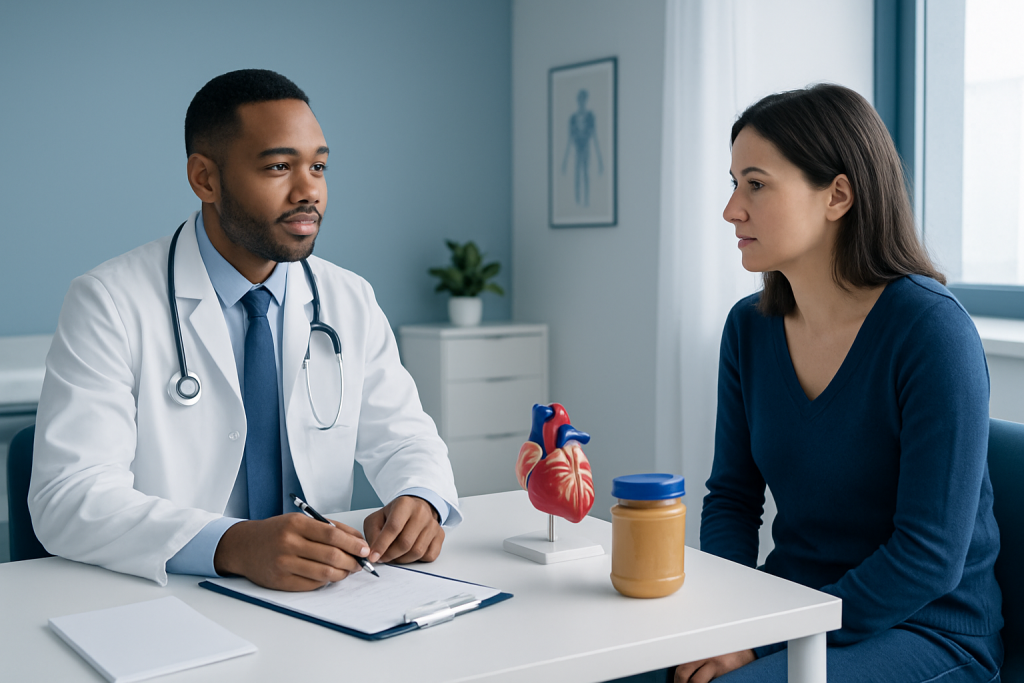 Doctor consulting female patient about health at clinic.