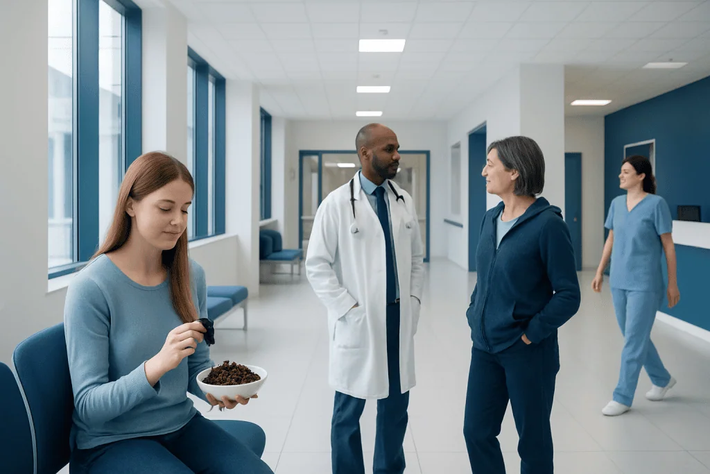 Seaweed: An Evidence-Based Guide for Patients 1 Patients and doctors in a modern hospital corridor.
