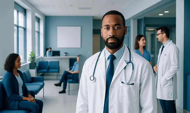 Sinus Tachycardia: An Evidence-Based Guide for Patients 5 Medical team in hospital waiting area with doctor in foreground.