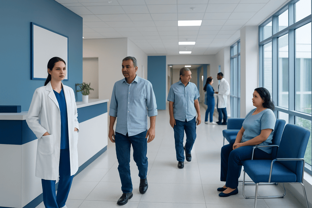 Sitagliptin — Explained by Medical Evidence, Not Myths 1 Medical staff and patients in a modern hospital corridor.