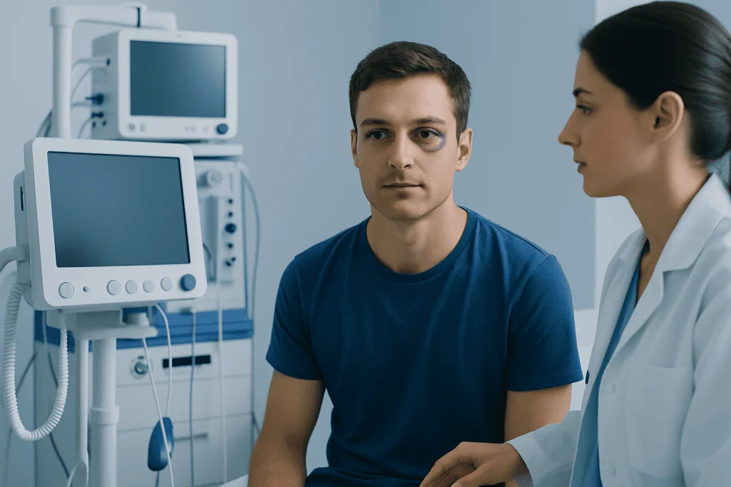 What symptoms are common, and what is not typical? — black eye