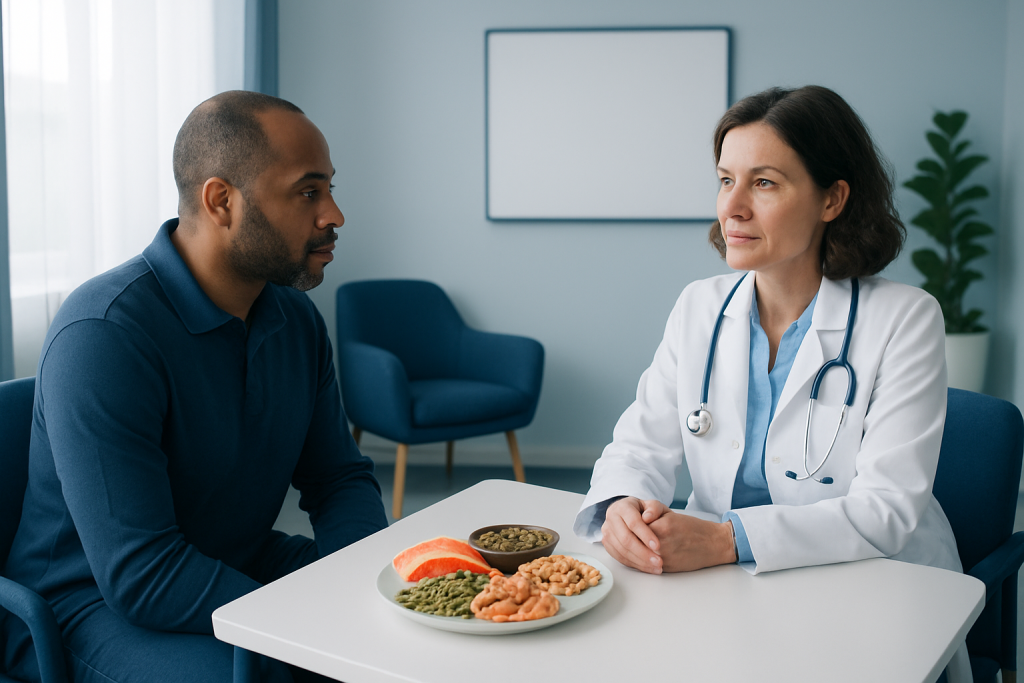 Doctor consulting with patient about nutrition and health.