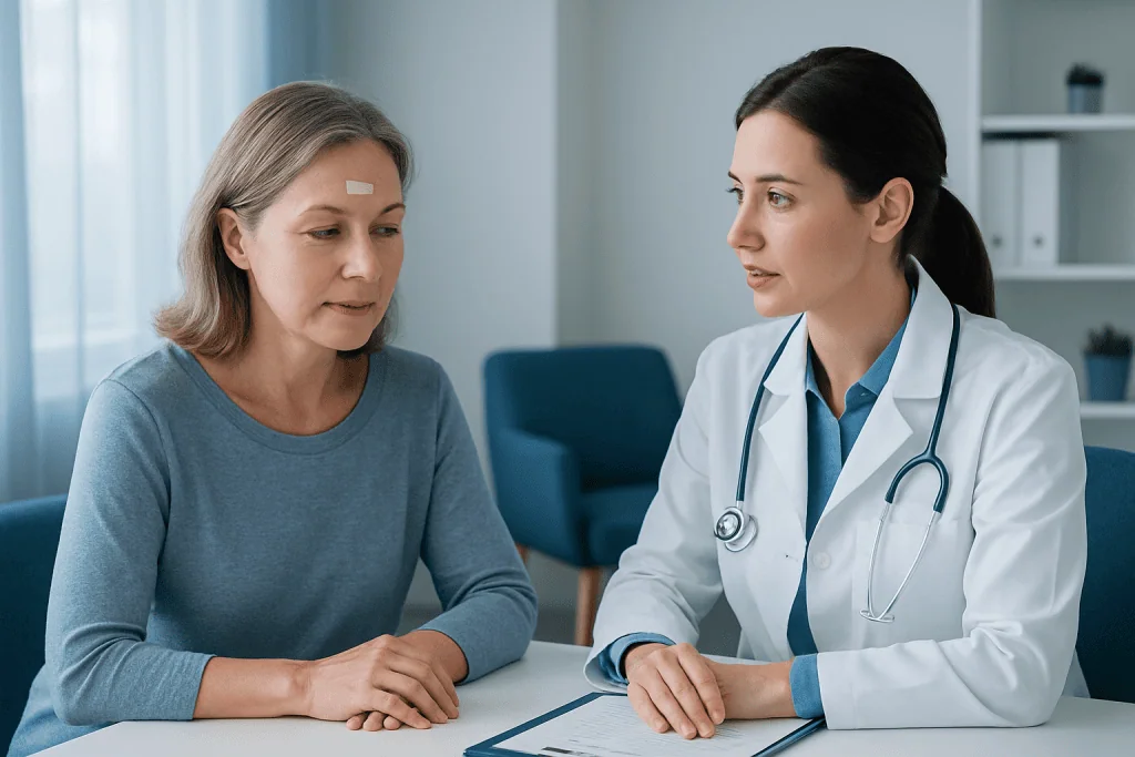 Doctor consulting with a patient about wrinkle treatment options at Acibadem Hospital.