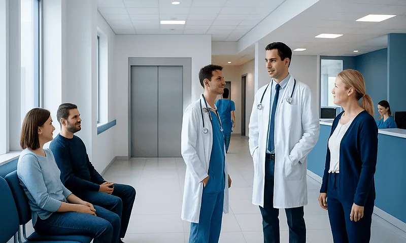 TSH Blood Test: What Low and High Levels Mean — and What to Do Next 8 Doctors consulting with patients in a hospital corridor.