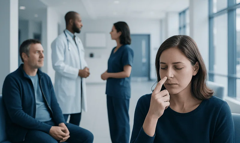 Tip of nose tingling: Symptoms, Causes, and Treatment — Complete Patient Guide 15 Patient experiencing nose tingling in a hospital setting.