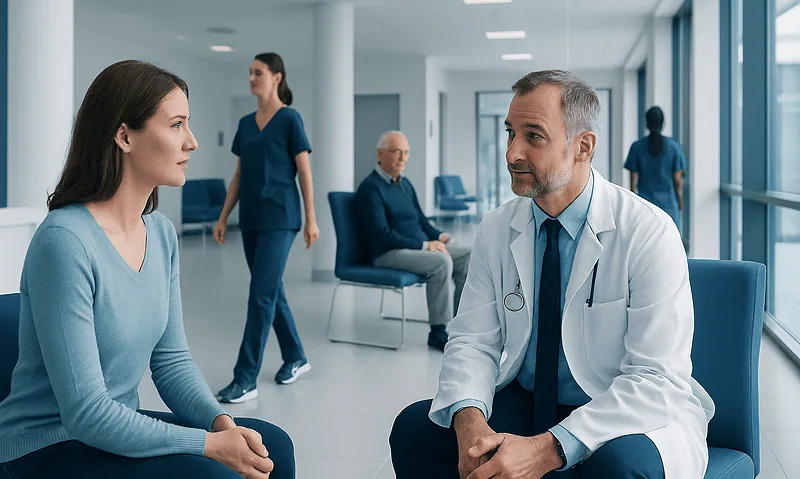 Tissue Transglutaminase Iga — Explained by Medical Evidence, Not Myths 6 Doctor consulting with a young female patient in a modern hospital corridor.