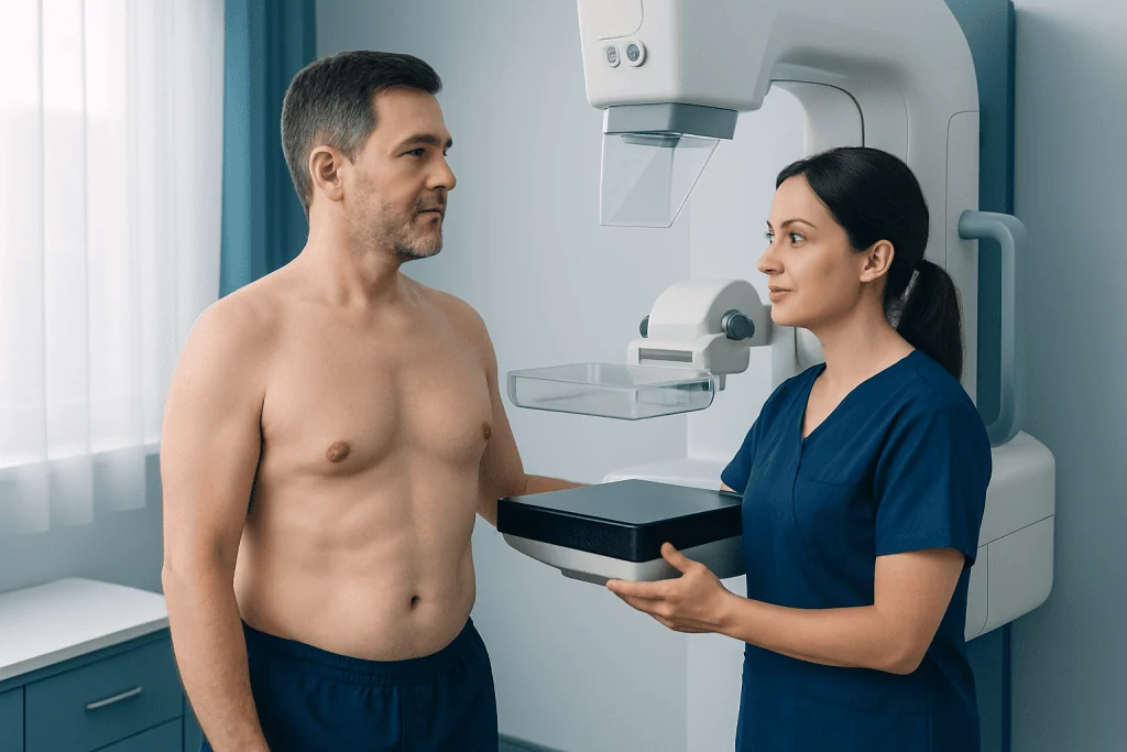 Male Breast Imaging: What to Expect From Mammogram and Ultrasound 3 What to Expect During a Male Mammogram — male breast imaging