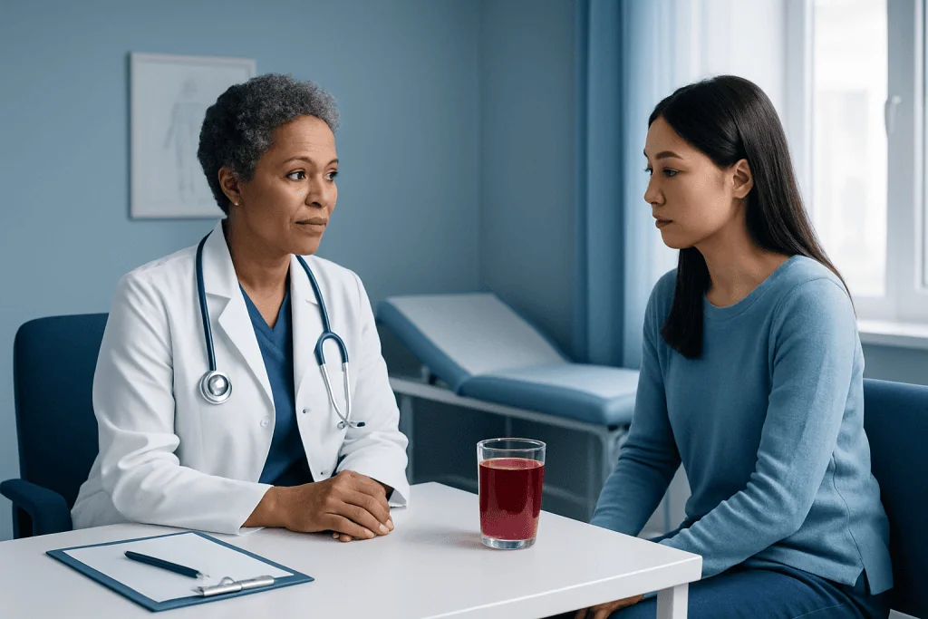 Doctor consulting with a patient in a medical office.