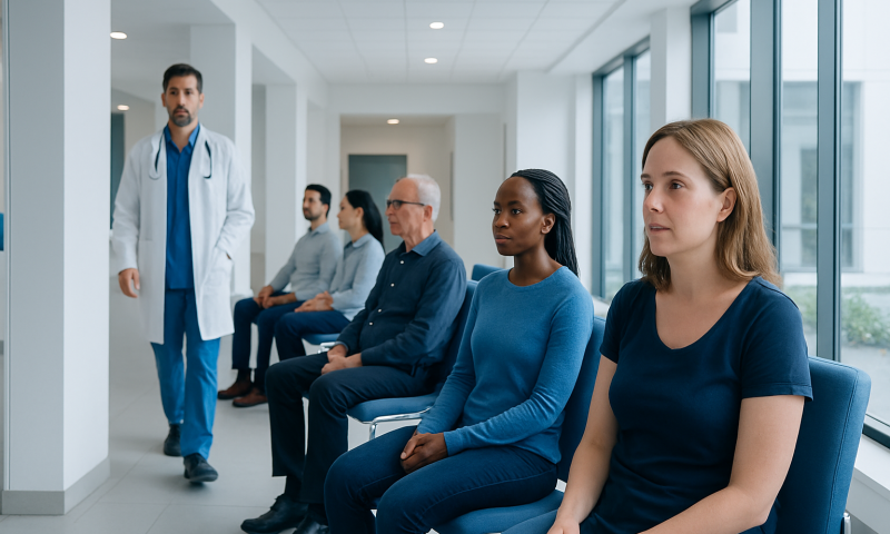 Yellow Vaginal Discharge: A Complete Clinical Guide for Patients 4 Patients waiting in a hospital corridor for medical consultation.