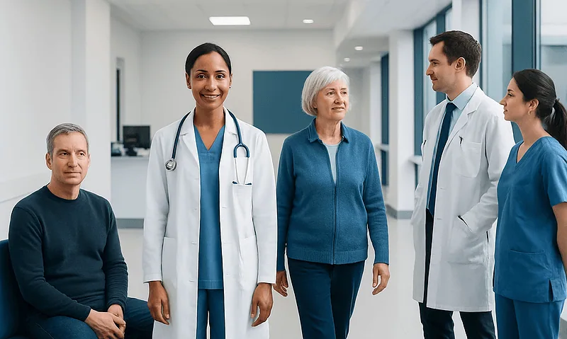 Zinc Carnosine — Explained by Medical Evidence, Not Myths 4 Medical team with patient in hospital corridor.