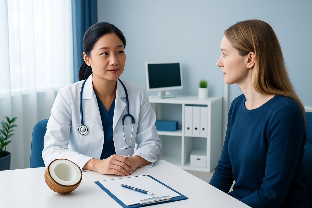Doctor consulting with a patient in a medical office at Acibadem Hospitals Group.