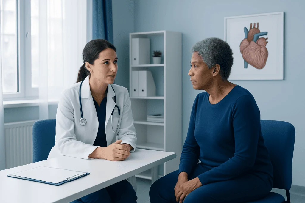 Doctor consulting with a patient in a medical office.