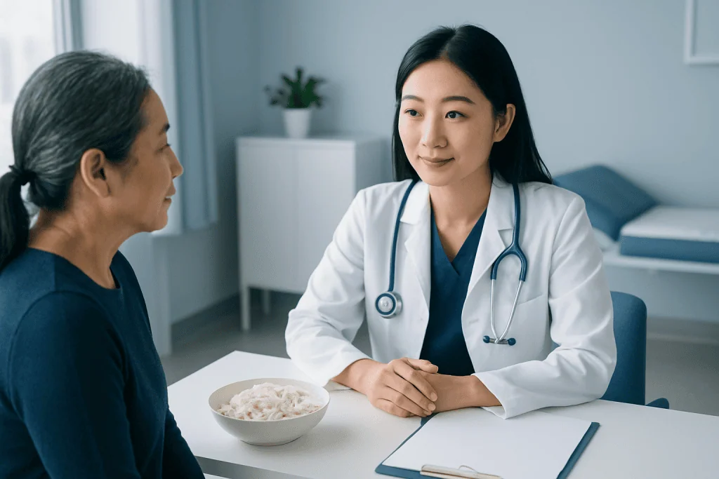 Doctor consulting with a patient in a medical office.
