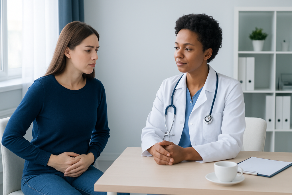 Doctor consulting with a patient in a medical office setting.