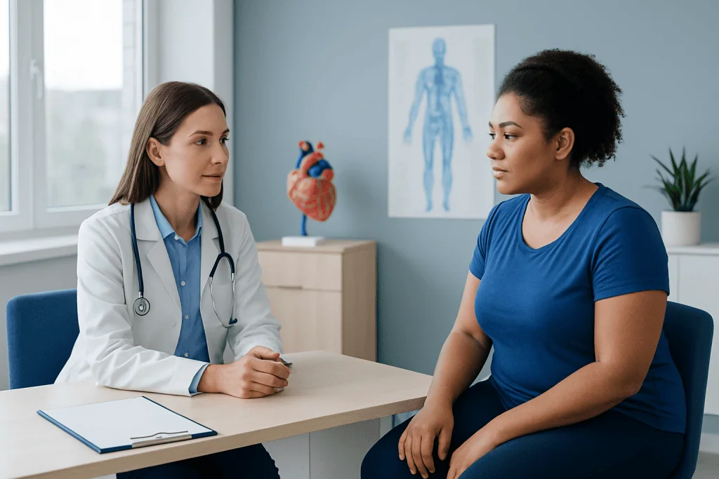 Doctor consulting with a patient in a medical office.