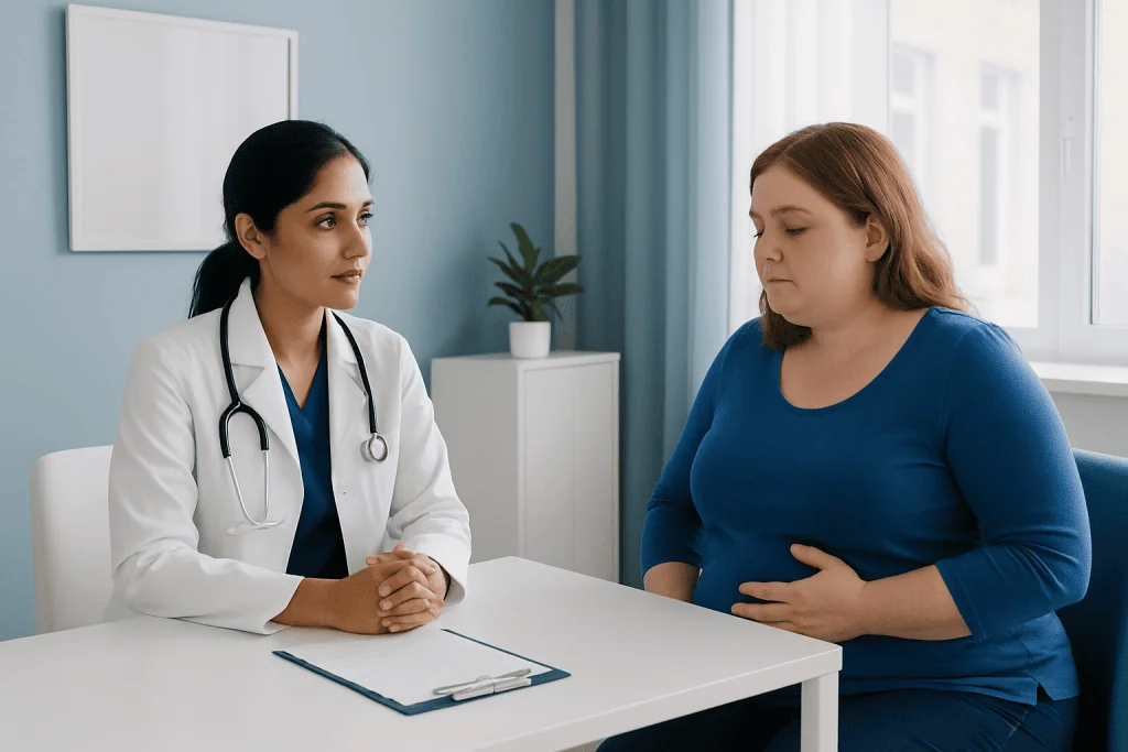 Doctor consulting with a patient in a medical office.