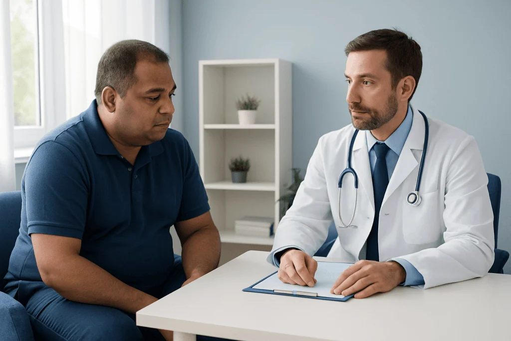 Doctor consulting with patient in a medical office at Acibadem Hospitals Group.