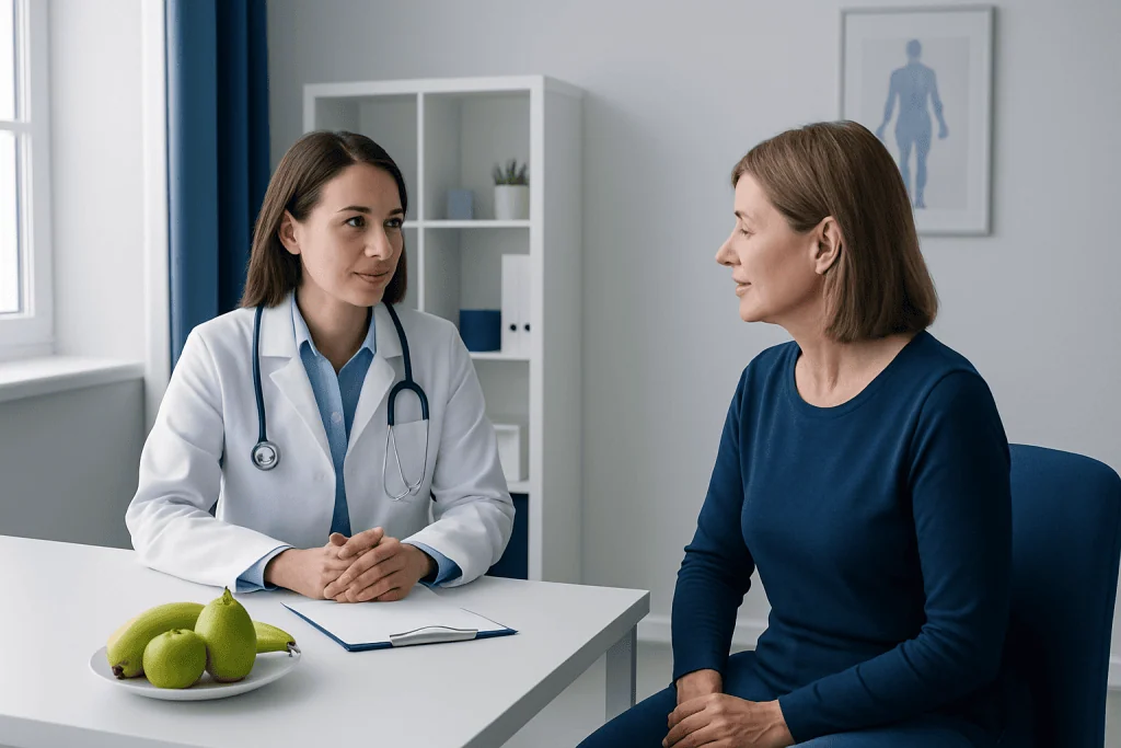 Doctor consulting with a patient in a medical office at Acibadem Hospitals Group.