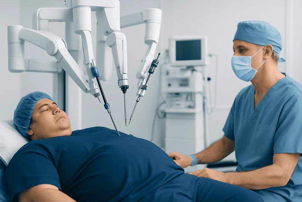Minimally invasive stomach surgery performed with robotic assistance at Acibadem Hospital.