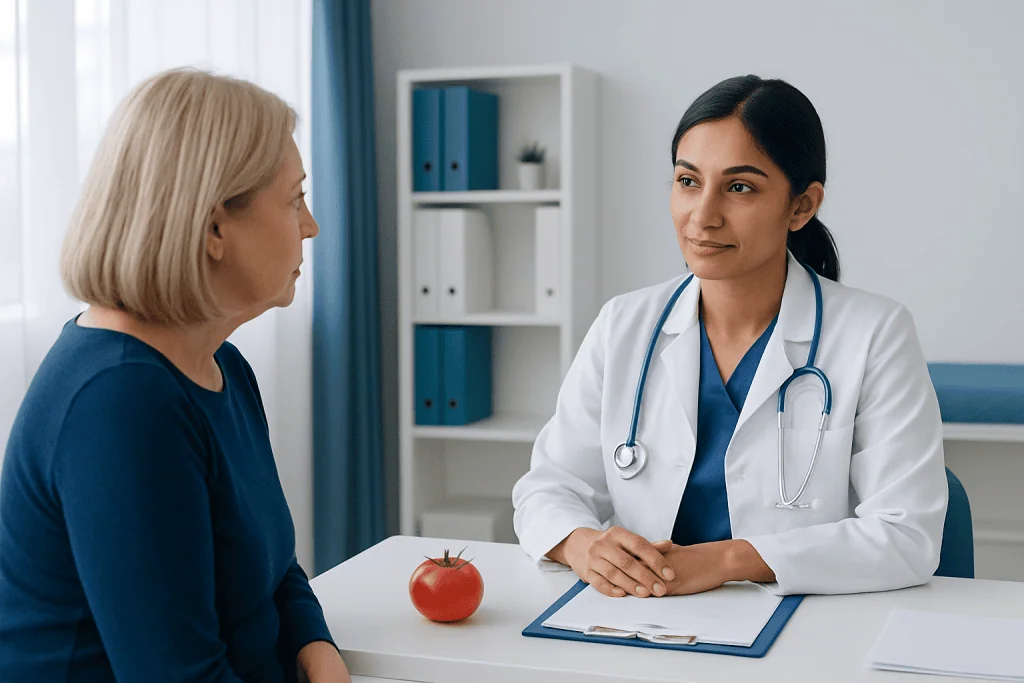 Doctor consulting with a patient in a medical office at Acibadem Hospitals Group.