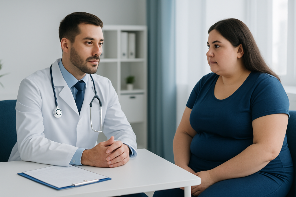 Doctor consulting with a patient about weight management at Acibadem Hospitals.