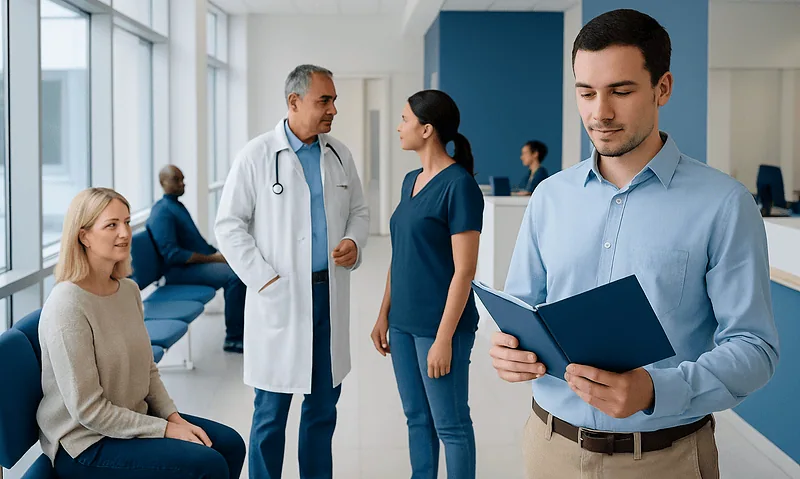 Medical consultation at Acibadem Hospital with doctors and patient.