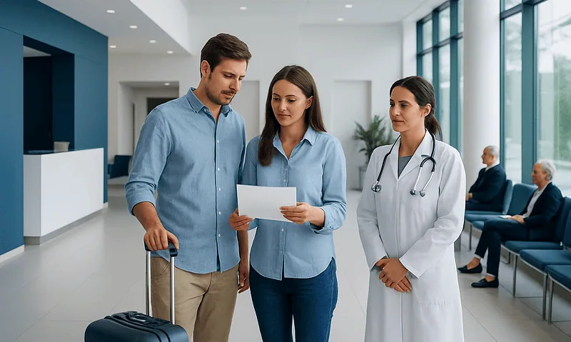 Patients consulting with a doctor at Acibadem Hospital in Turkey.