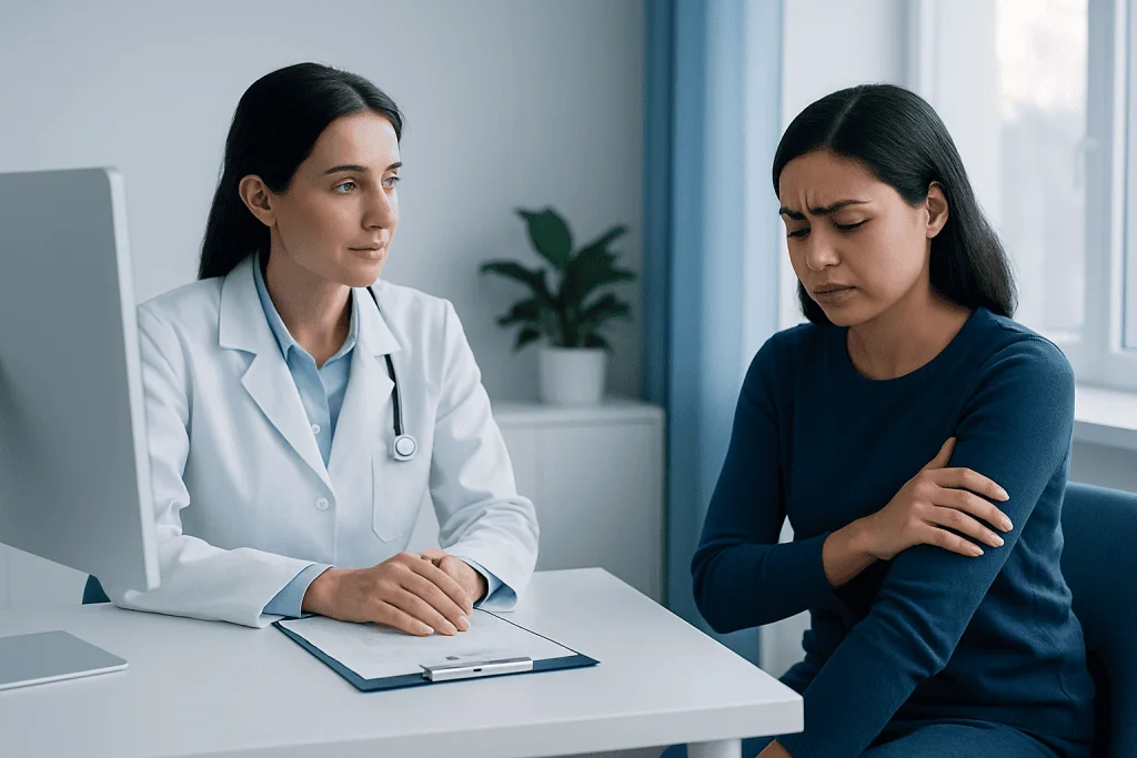 Doctor consulting with a patient about pain management and allodynia.