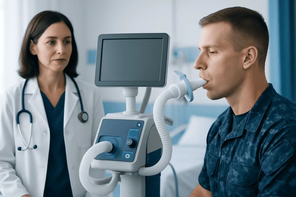Patient undergoing respiratory test at Acibadem Hospital.