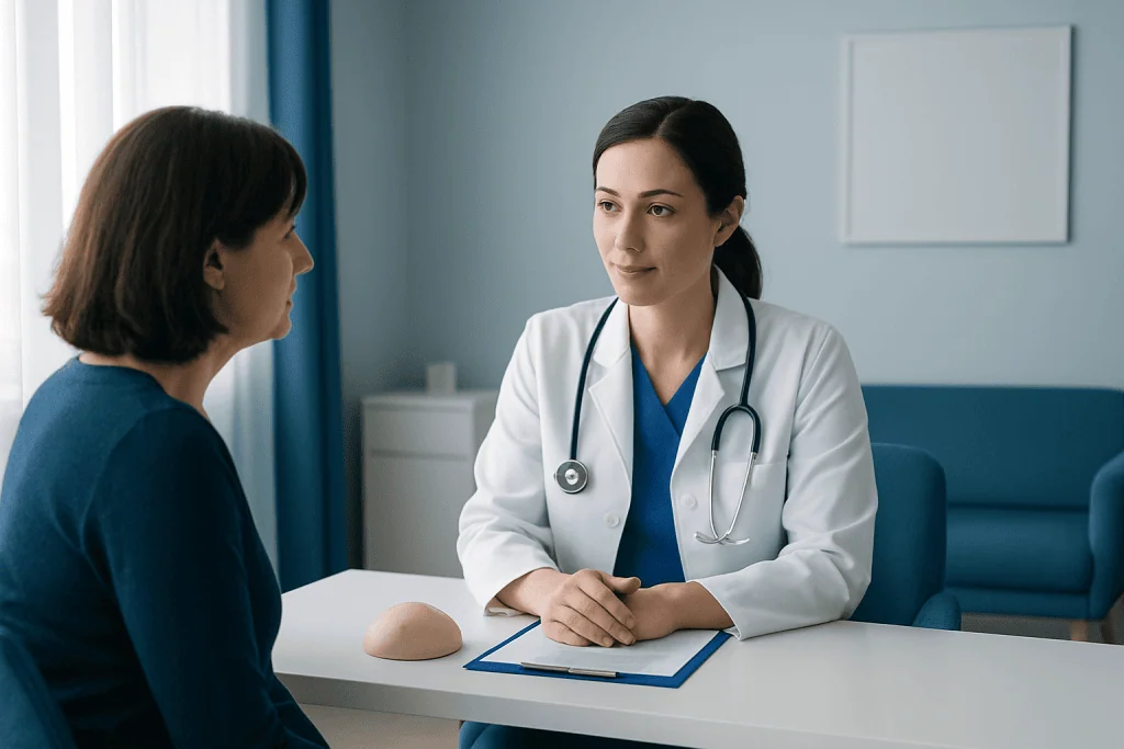 Doctor consulting with a patient in a medical office setting.