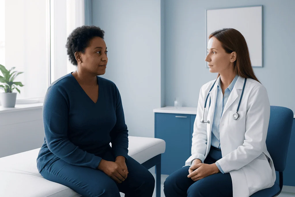 Doctor consulting with patient in a medical office at Acibadem Hospitals Group.