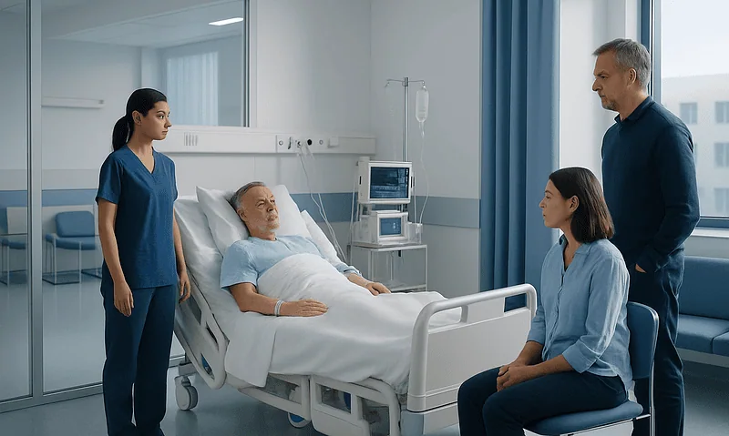 ICU After Major Surgery in Turkey: When It Is Needed and What Families Should Expect 2 Hospital staff discussing patient care in ICU after surgery in Turkey.