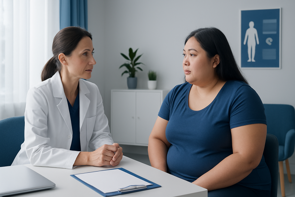 Doctor consulting a patient in a medical office at Acibadem Hospitals Group.