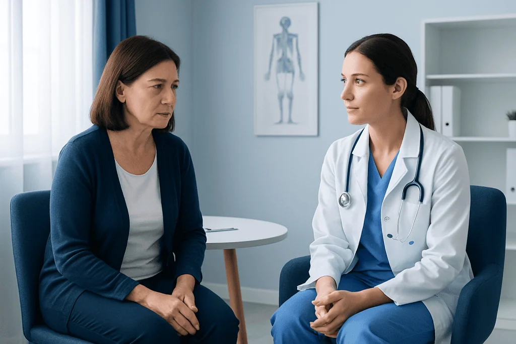 Doctor consulting with a patient in a medical office at Acibadem Hospitals Group.