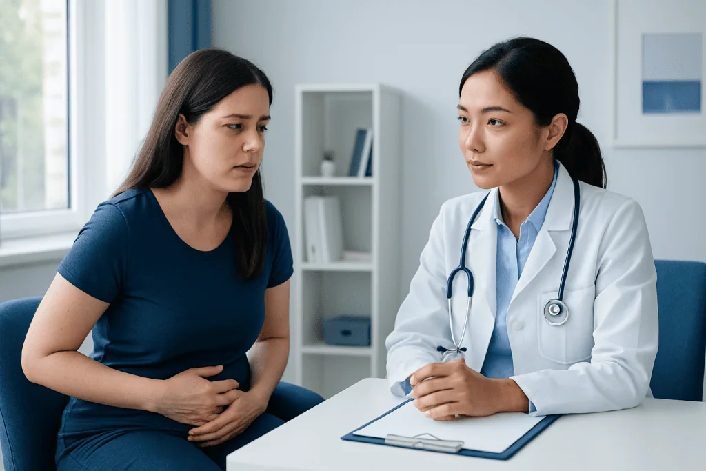 Doctor consulting with a patient in a medical office.