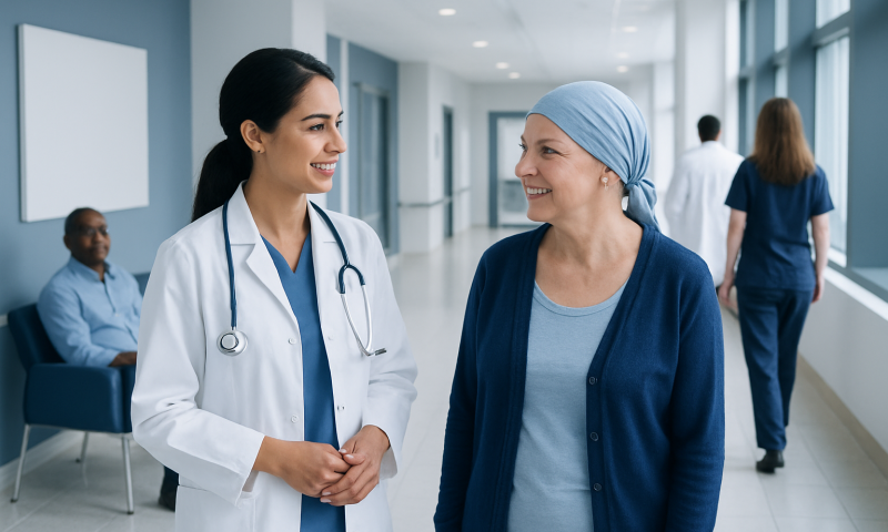 After Treatment Cancer: How It Works, Results and What to Expect 5 Healthcare professionals discussing patient care in a hospital corridor.